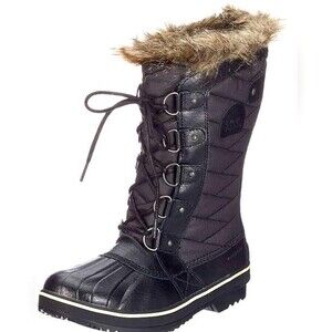 Sorel Boots, Black, Tofino II Waterproof Boots- lace & faux fur, size 6 NWT